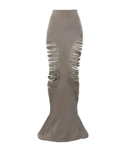 Rick Owens Fishtail Maxi Skirt In Gray