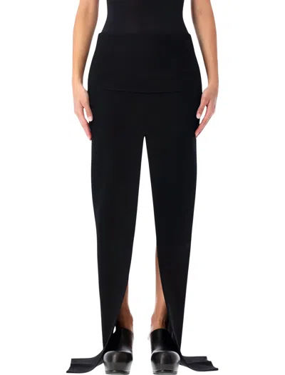 Rick Owens Fitted Black Stretch Wool Skirt
