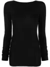 Rick Owens Fitted Cashmere Knit Sweater With Deep V-neckline In Black