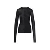 Rick Owens Fitted High Neck Top In Luxurious Cupro-elastane Blend In Black