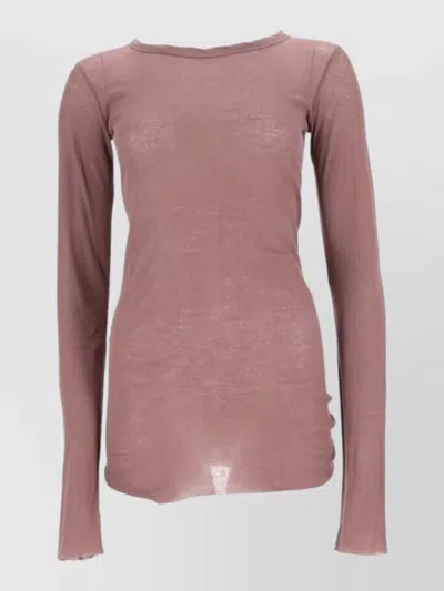 Rick Owens Long-sleeved Sheer Texture Cotton Top In Neutral