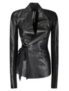 Rick Owens Fitted Long-sleeve V-neck Jacket With Double-breasted Closure In Black