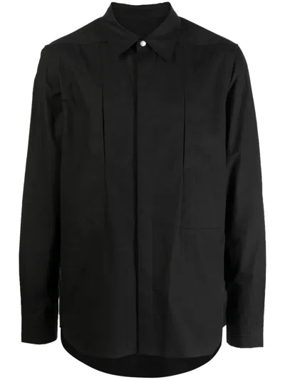 Rick Owens Fitted Long-sleeved Shirt In Black