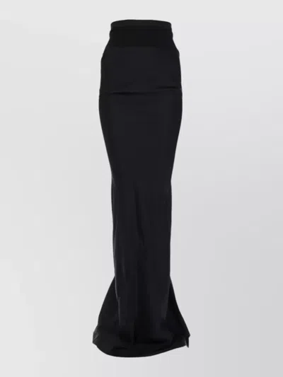 Rick Owens Long Fitted Skirt With High Waist And Flared Hem In Black
