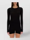 Rick Owens Fitted Stretch Sheer Long Sleeve Top In Black