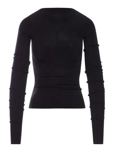 Rick Owens Fitted Temple Top With V-neck Back In Black
