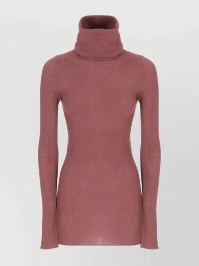 Rick Owens Fitted Turtleneck Knitwear Ribbed Texture In Multi