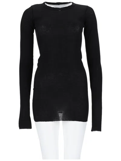 Rick Owens Fitted Vertical Seam Long-sleeve Cotton T-shirt In Black