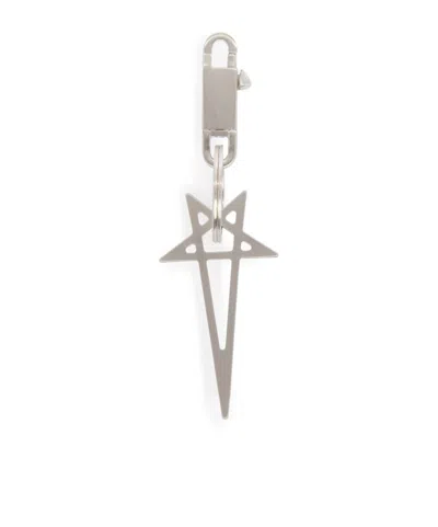 Rick Owens Five-pointed Star Keychain In Gray