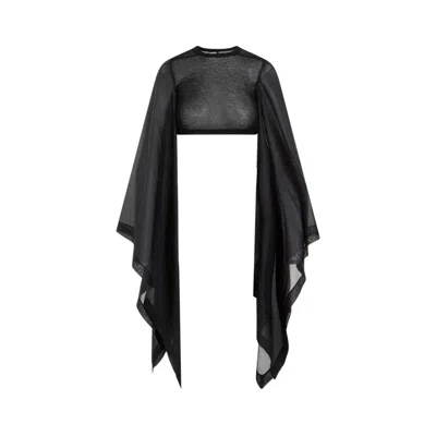 Rick Owens Black Cotton And Silk Crop Top Tops Black