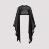 Rick Owens Black Cotton And Silk Crop Top Tops Black In Black