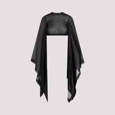 Rick Owens Flag Crop Habotai Top In Black
