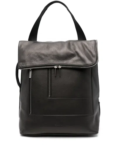 Rick Owens Flap-detail Leather Cargo Backpack In Black