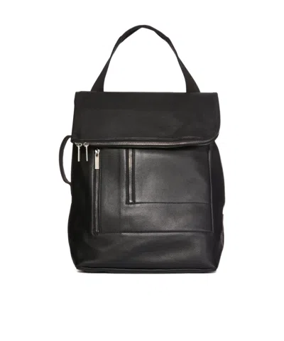 Rick Owens Flap-detail Leather Cargo Backpack In Black