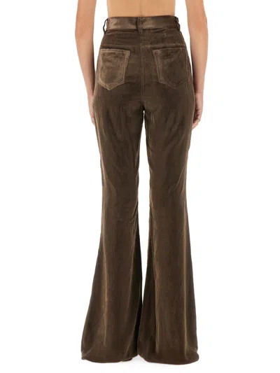 Rick Owens Flare Fit Viscose Trousers In Brown