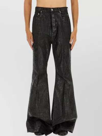 Rick Owens Flared Full Length Trousers With Belt Loops In Black