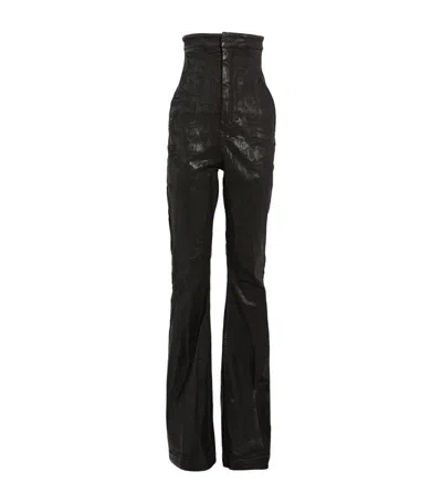 Rick Owens Flared High-rise Dirt Bolan Jeans In Black