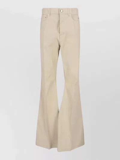 Rick Owens Flared Leg Trousers Belt Loops Back Pockets In Neutral