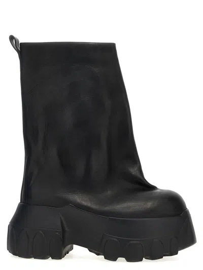 Rick Owens Flared Mega Tractor Boots In Black