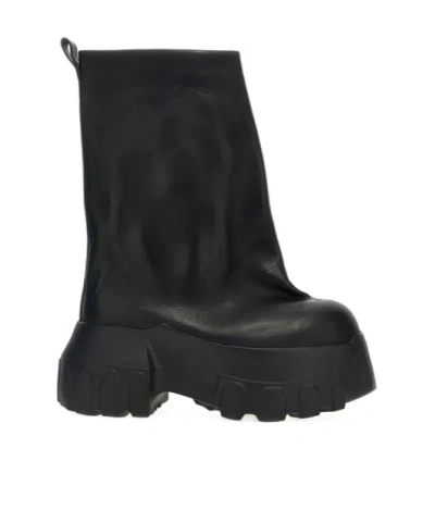Rick Owens Black Hollywood Flared Mega Tractor Boots In 09 Black