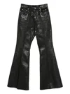 Rick Owens Bootcut Jeans With Metallic Finish And Flared Silhouette In Black