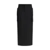 Rick Owens Black Fleece Wool Midi Skirt In Black