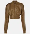 Rick Owens Flight Cropped Leather Bomber Jacket In Brown