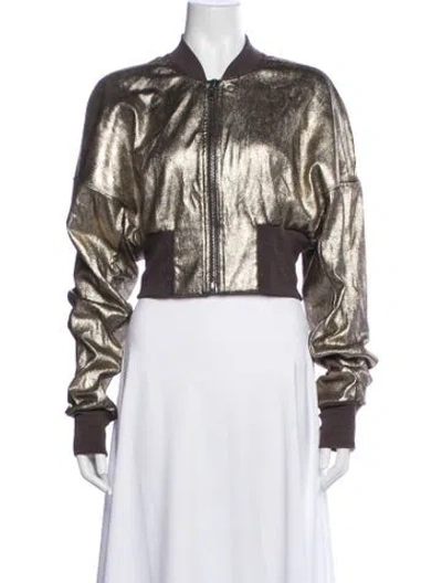 Pre-owned Rick Owens Flight Jacket Lamb Leather Bomber Jacket W/ Tags In Gold