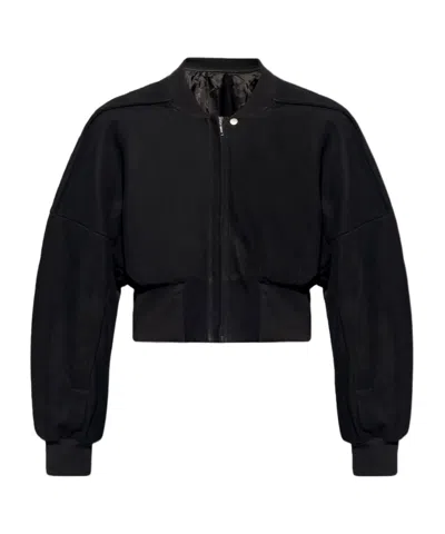 Rick Owens Flight Leather Cropped Jacket In Black