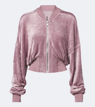 Rick Owens Flight Velvet Jersey Bomber Jacket In Pink