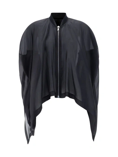 Rick Owens Flight Zipped Poncho In Black