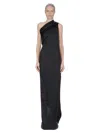 Rick Owens Floor-length Asymmetrical Black Charmeuse Dress In Black