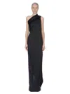Rick Owens Floor-length Asymmetrical Black Charmeuse Dress In Black
