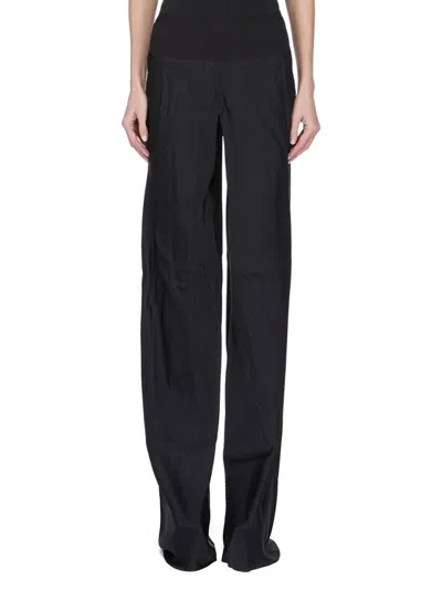 Rick Owens Floor-length Black Charmeuse Bias Pants