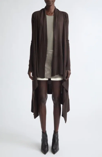 Rick Owens Fog Asymmetric Suede Miniskirt In Brown