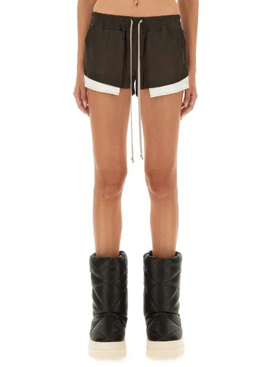 Rick Owens "fog Boxer" Shorts In Brown