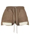 Rick Owens Nappa Leather Shorts With Adjustable Drawstring In Neutral