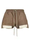 Rick Owens Nappa Leather Shorts With Adjustable Drawstring In Neutral
