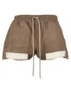 Rick Owens Nappa Leather Shorts With Adjustable Drawstring In Neutral