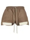 Rick Owens Nappa Leather Shorts With Adjustable Drawstring In Neutral