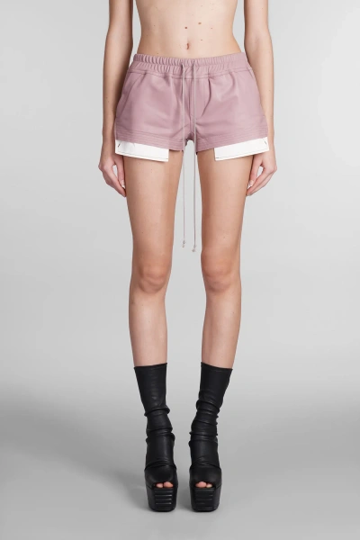 Rick Owens Fog Boxers Shorts In Rose-pink Leather In Rose-pink