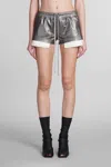 RICK OWENS FOG BOXERS SHORTS IN SILVER LEATHER
