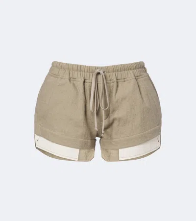 Rick Owens Fog Cotton And Wool Shorts In Beige