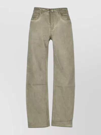 Rick Owens Fog Cut Drkshdw Straight Leg Denim Trousers In Green