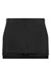 Rick Owens Layered Side Slit Mini Skirt In Black