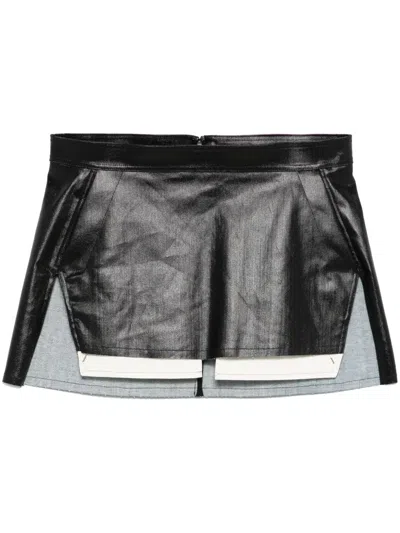 Rick Owens Elastic Waistband Layered Paneled Shorts Contrast Hem In Green