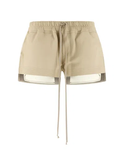 Rick Owens Fog Boxer Shorts Back Pocket Contrast Hem In Brown