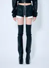 Rick Owens Fog Leather Boxer Shorts In Black