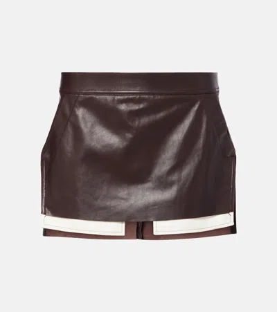 Rick Owens Fog Leather Miniskirt In Brown