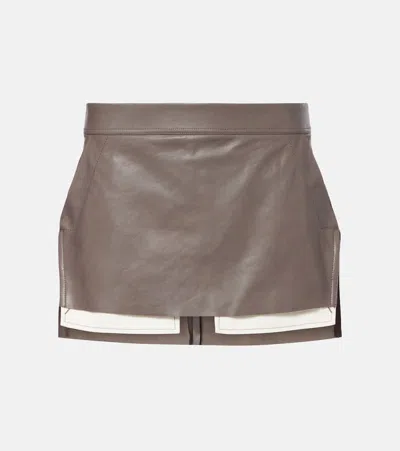 Rick Owens Fog Leather Miniskirt In Brown